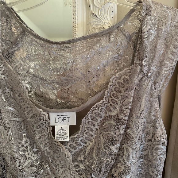 Ann Taylor Loft Silver Lace Top - Picture 2 of 8